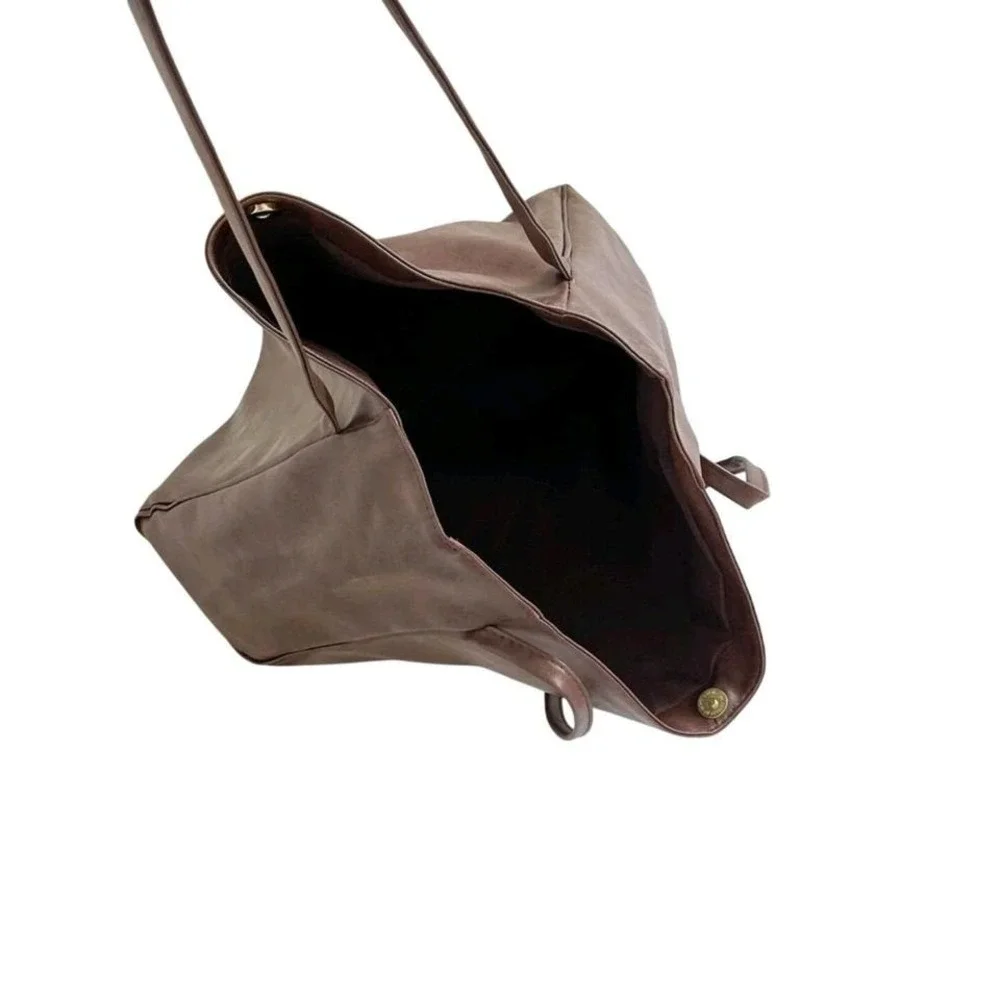 Brown Faux Leather Hobo Bag Large Capacity Everyday Shoulder Tote Bag